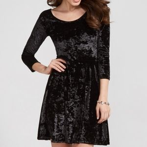 Long sleeve velvet skater dress